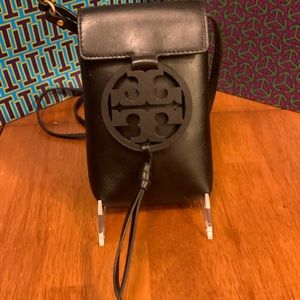 Tory Burch Miller Phone Crossbody Black EUC